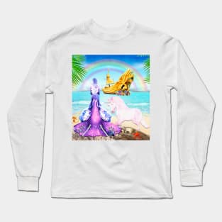 Two Magical Worlds in One. Unicorn and Mermaid Long Sleeve T-Shirt